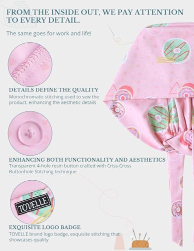 Image of Scrub Caps for Women with Buttons, Classic Surgical Caps
