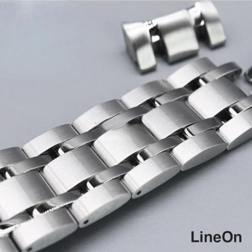 Image of Lineon 22mm C Clamp Heavy Solid Chain Butterfly Lock Watch Band Strap Wristband Compatible with Tissot 1853 Watch (Only 22mm) With Tool and Pins (SILVER)