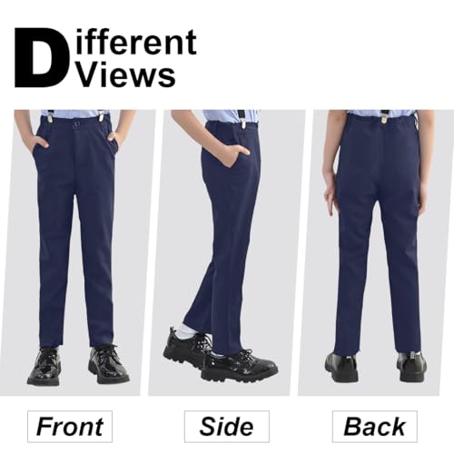 YuanLu Boys Dress Pants for Wedding Toddler Kids School Uniforms Pants with Adjustable Waist Blue Size 2T3
