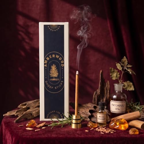 Image of Dhoop Sticks | Refill Pack of 40 Bamboo-Free Compressed Incense for Home & Meditation | Pooja & Rituals (Amberwood) Stand not Included