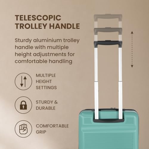 Image of SWISS MILITARY Pascal Hard 55cm Lightweight PC Small Cabin Travel Luggage Trolley Bag, Anti-Theft Zippers & 3-Dial Lock, 360 Wheels, Wet Pocket & Aluminium Trolley Handle Suitcase Capacity 51L-Green