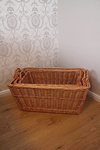 Wäschekorb aus Weide in 4 Varianten Tragekorb Wäschebox Weidenkorb Babykorb Babybett Weide (Nr.2= 60cm)