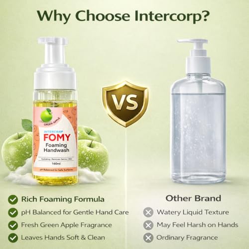 Image of Hydrating Foam Hand Wash 160ml Each (Green Apple - Pack of 3) | Soft & Refreshing Handwash Foam | Gentle on Skin | 99% Germs Protection