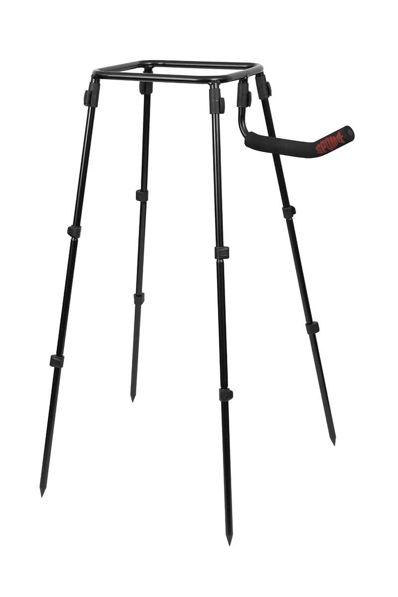 Spomb MK2 Bucket Stand Single | Carp Fishing Spodding Baiting Station | Secure Legs with Quick Erect Cam Lock System | Integrated Padded Rod Rest | Fits 10 and 17 litre Square Buckets | Code DTL010