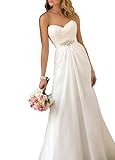 Yen Town Women's Chiffon Mermaid Beach Wedding Dress for Long Bridal Gowns with Beaded Pleat Sash Ivory