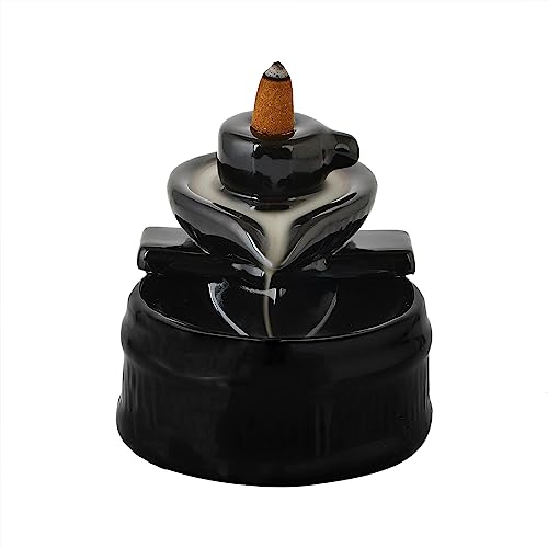 Image of Ceramic Big Size Shivling Shiv Backflow Smoke Fountain Incense Holder for Home Decor Gifts with 30 Fragrances Cones by Craftam