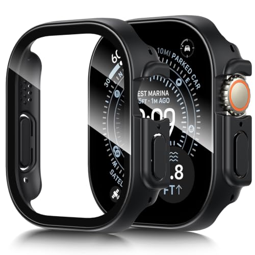 Image of LK Case for Apple Watch Ultra 3 /Ultra 2 /Ultra 49mm with Screen Protector | Touch Sensitive Ultra-Thin Bumper Full Protective Cover Hard PC Case Tempered Glass for iWatch 49mm, Black