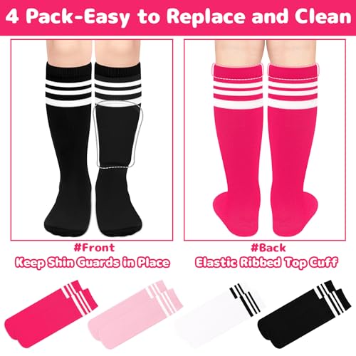 Image of Olreco 4 Pack Kids Soccer Socks Toddler Baseball Socks Youth Boys Football Sock Boys Girls Softball Sock Athletic Accessories