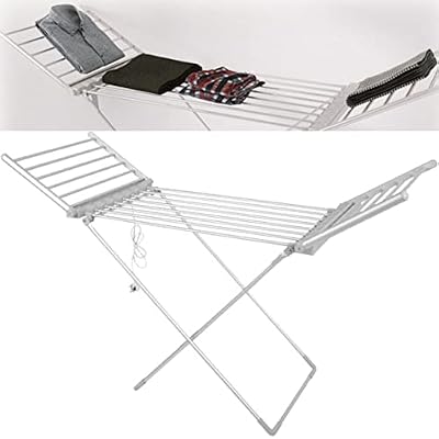 Electric Heated Clothes Airer with Wings Collapsible Clothes Drying Rack with 20 Heated Bars Lightweight and EnergyEfficient Clothes Dryer Large Size 147x54x94 Fast Drying Rack for Clothes
