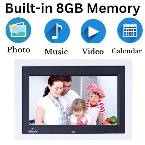 Image of Miracle Digital 7 Inch Wooden Digital Picture Frame,HD IPS Digital Photo Frames,Wall Mounted Electronic Slideshow,Using USB or SD to Play Photos /Videos /Music