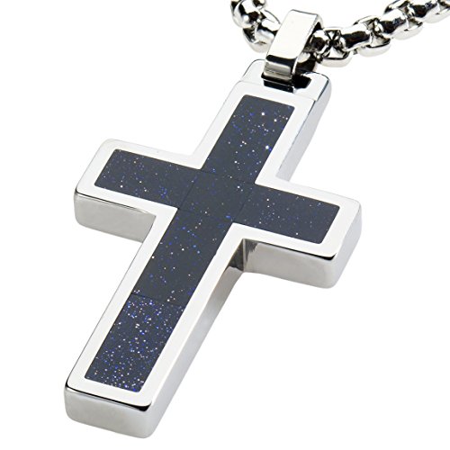 Unique GESTALT® Tungsten Cross Pendant with 4mm Surgical Stainless Steel Box Chain.