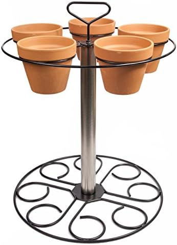 SSDI Brushed Stainless Steel Plant Stand ~ Holds five 6 inch pots ~ 20 inch height ~ Carrying Handle included