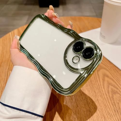 Coque de protection transparente pour iPhone 15 Pro Max, silicone antichoc ondulé vert XR XS