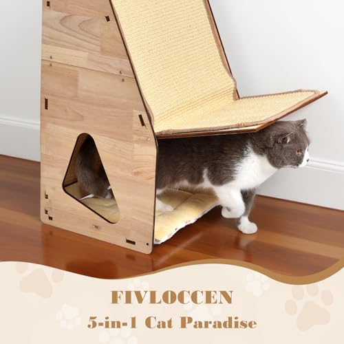 Rascador para Gatos de Madera Grande con Sisal 32 in miniatura 5