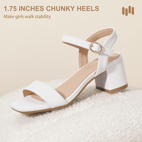 Hehainom Girls Heels Dress Shoes Square Toe Sandals Flower Girl Party Wedding Church Little Big Kid Shoes4