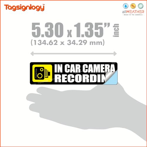 Image of (2 pcs) In Car Camera Recording Dash Cam on Board Safety Notes for Passenger & Driver UB LY Taxi Car Service Warning Sign UV Weatherproof Waterproof Vinyl Stickers (Black)