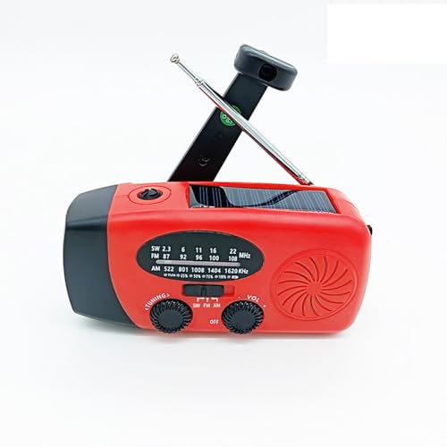 Radio Solar de Emergencia con Manivela, FM/Am/SW Radio Portatil Pequeña de Emergencia con Dinamo y Linterna LED 2000mAh Powerbank y SOS Alarma y USB para Camping al Aire Libre Kit Supervivencia