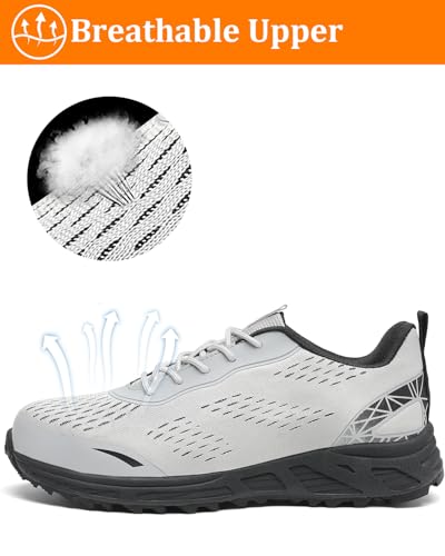 Image of VikoViren Slip On Steel Toe Shoes Men Loafers Safety Work Sneakers | Non Slip, Puncture Proof, Lightweight, Comfortable, Breathable, Indestructible Loafers Construction Shoes, Tennis, Casual