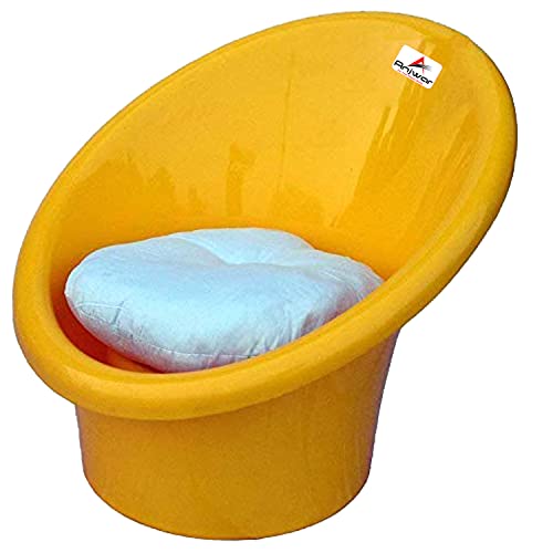 Image of Tub Chair with Complimentary Cushions Set of 2 (Plastic, Standard, Yellow)