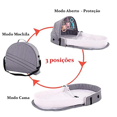Berço Cama portátil mosquiteiro para bebê dormir dobrável (cinza)