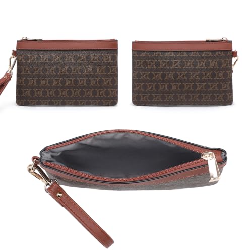 Image of JULIE FERRARO Women's Convertible Backpack Purse Vegan Leather Fashion Backpack Bag Large Capacity Travel Shoulder Bag with Wristlet 2PCS Set