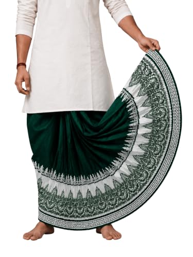 Image of Men's Ready to Wear Pant System Printed MAYUR PUCHHA Dhoti for Marriage, Pooja, Festival etc.(GC010)