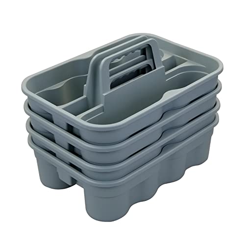 Teyyvn 4 Pack Carry Caddy, Plastic Cleaning Caddy with Handle, Gray Teyyvn 4 Pack Carry Caddy, Plastic Cleaning Caddy with Handle, Gray