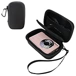 Rieibi Digital Camera Case for Camkory/Kodak PIXPRO FZ55/FZ45/Canon IXUS 285 HS Camera, Dedicated Case - Small Hard Shell with Wrist Strap, Carabiner & SD Card Holder (Black)