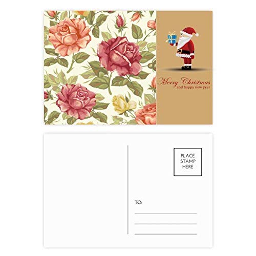 Cartes postales aquarelles Père Noël et plantes lot de 20 pour vœux de fin d'année