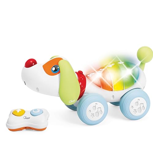 Chicco DogReMi Cane Elettronico Radiocomandato, Cagnolino Interattivo che Abbaia e Cammina con Mini Centro Attività, Luci e Suoni, Telecomando a 2 Direzioni - Giochi per Bambini 18 Mesi - 4 Anni