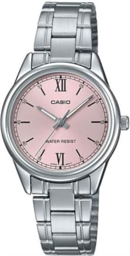 Casio Women's Watch - LTP-V005D-4B2UDF Pink Dial, Silver Band