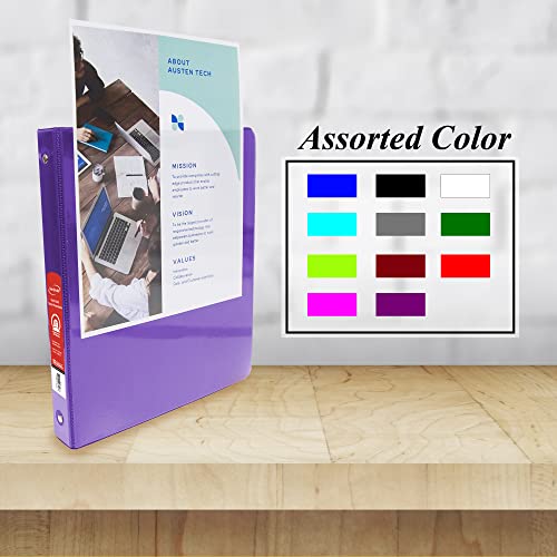 Bazic 3 Ring Binder 1.5" Economy View Binders Organizer - Purple, Round Ring, Hold 280 Sheets Paper, For School Office Home, 12-Count #TOP1