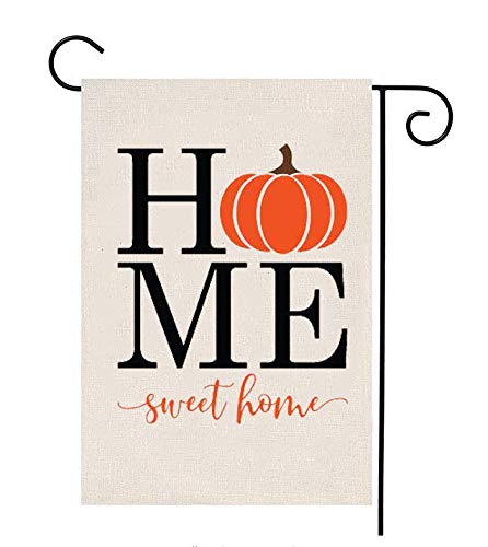 MFGNEH Home Sweet Home Double Sided Small Autumn Garden Flag Pumpkin Design Seasonal Outdoor Decor Flag 12.5 x 18 Inch,Fall Decorations