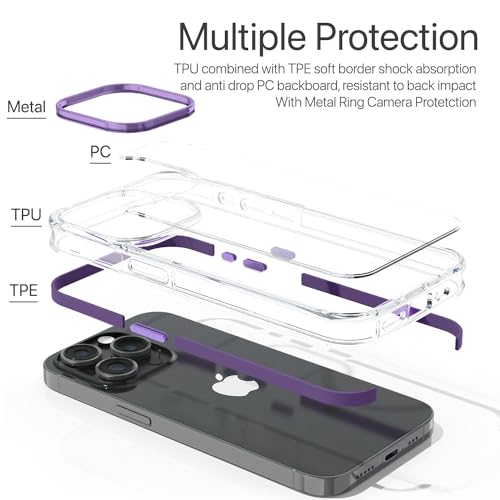 Image of Vaku Luxos Apex Series Back Cover Case for iPhone 15 Pro Max Metal Frame Camera Bump Scratch Resistant Slim Thin Military-Grade Protection - Purple