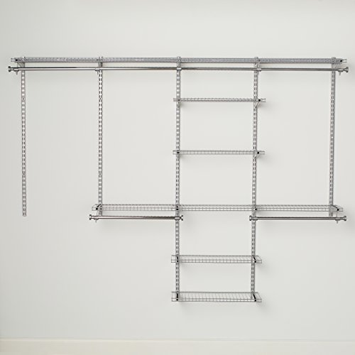 Rubbermaid Configurations Deluxe Closet Kit, Titanium, 4-8 Ft., Wire Shelving Kit With Expandable Shelving And Telescoping Rods, Custom Closet Organization  System, Easy Installation #TOP1