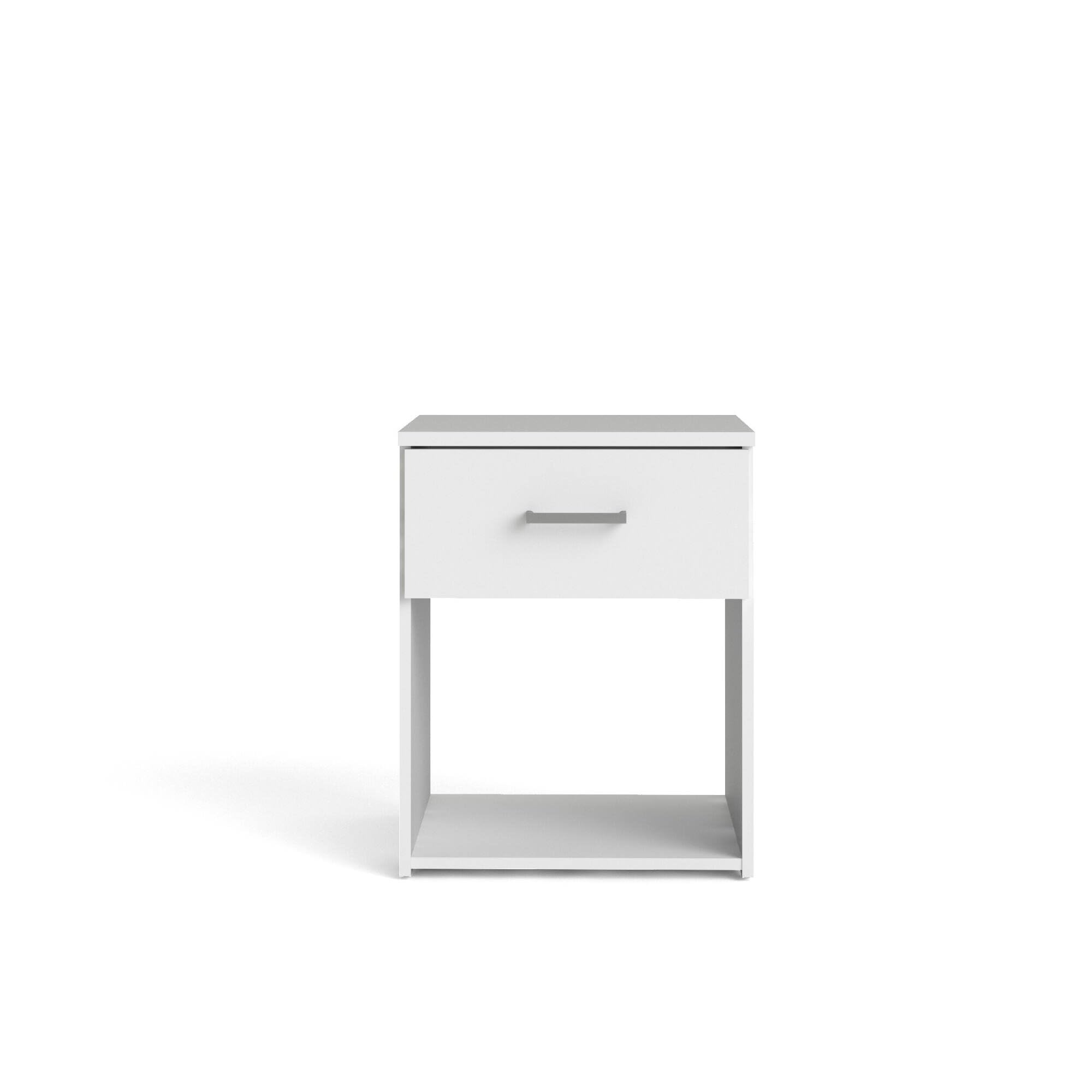 Dmora Comodino 35.95x37.6x47.5h cm Bianco Un Cassetto Apertura Scorrevole, Chiusura Scorrevole