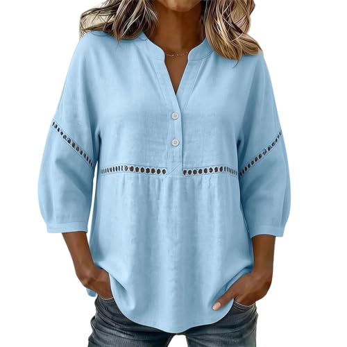 Blouse femme col V fluide pour éviter la chaleur au travail