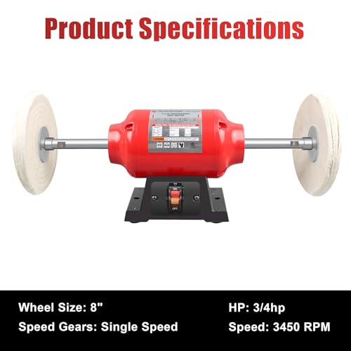 BLACKCUBE Bench Buffer Polisher Motor with 8 Inch Dual Buffering Wheels, Benchtop Polishing Machine for Jewelry, Metal, Wood, Plastic and Knife Sharpening