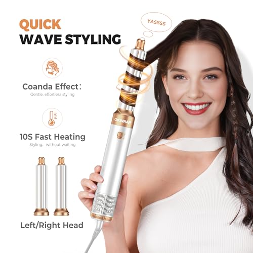 Image of 6 in 1 Blow Dryer Brush, Upgrade Hair Dryer Brush Set Negative Ion Air Styler Curling Wrap Air Curler, Hot Air Brush Curling Iron Hair Styling Tools As A Gift for Straight /Curl /Dry /Smooth
