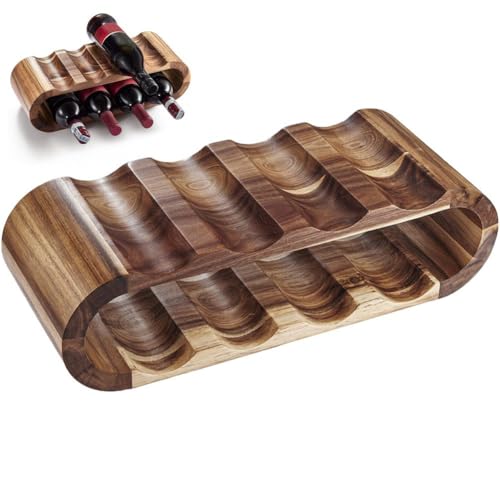 Soporte de vino de madera para 8 botellas con diseño ondulado miniatura 1