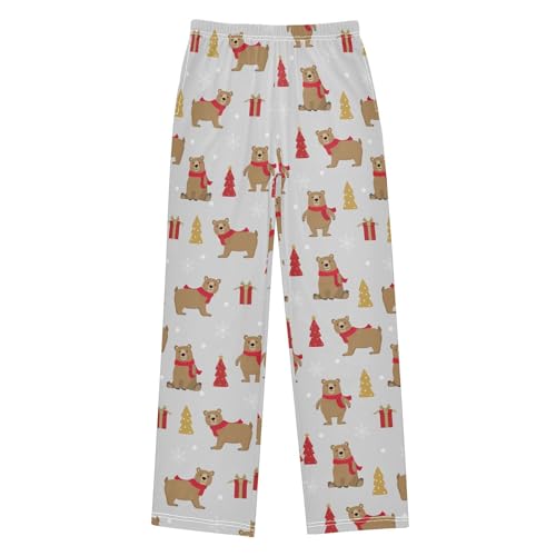 ZZXXB Xmas Gift Bear Boys Long Pants Soft Trousers Elastic Waist Kids Lounge Bottoms with Pockets S-XL