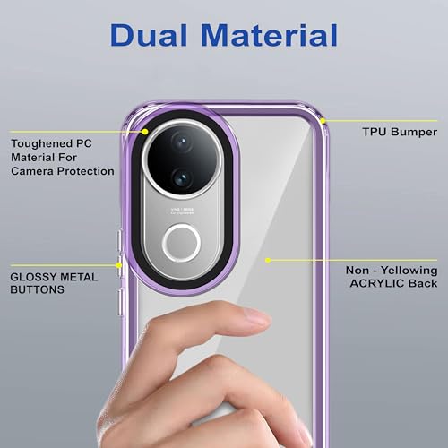 Image of Zapcase Back Case Cover for Vivo V50e 5G | Compatible for Vivo V50e 5G Back Cover | Case Cover with Camera Protection | (TPU + PC | Translucent Purple)