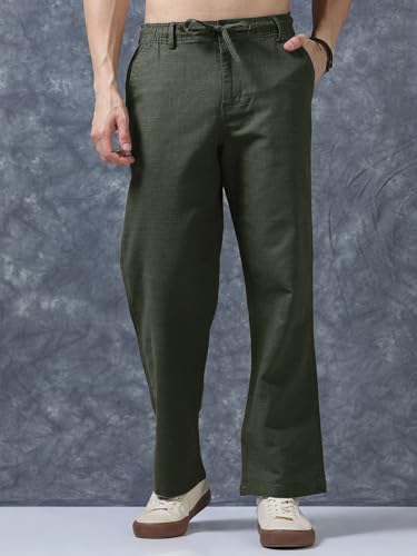 Image of Vogaan Men's Cotton Blend Casual Trousers Pants | Stylish Comfortable Trousers for Office Work and Outings