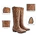 DREAM PAIRS Womens Cowboy Boots Comfortable Cowgirl Knee High Boots Pull On Side Zipper Chunky Heel Embroidered Western Boots,Size 8.5,Brown,DWUMKB2502