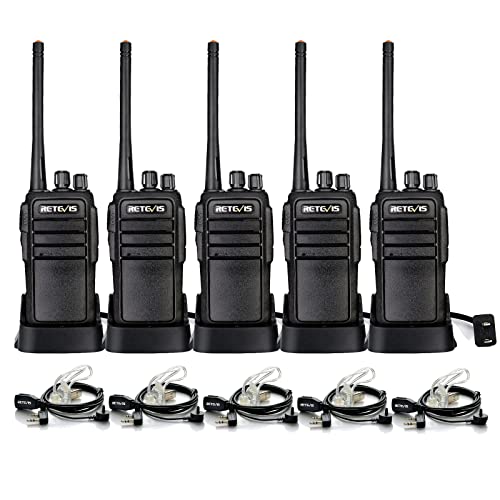 Case Of 5,Retevis Rt21 Walkie Talkies For Adults Long Range, Handfree Rugged Two Way Radio With Earpiece For Commercial Construction Warehouse Security 2 Way Radios #TOP24