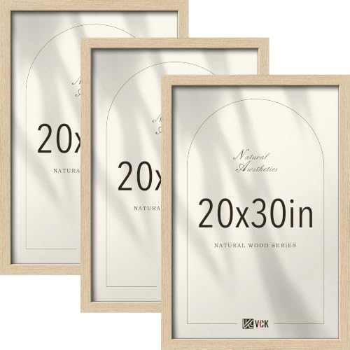 VCK 20x30 Poster Frame Set of 3, Natural Oak Woodgrain, Wall Hanging
