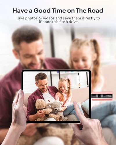 Image of EATOP USB3.0 Flash Drive 256GB Phone Memory Stick Storage for Photos and Videos, External Memory Storage Flash Drive Compatible with iPhone iPad Android and Computers (Pink), 256GB-Pink