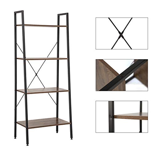 Miniatura 8 de Esituro Estante Para Piso Estantería Librería Estante De Cocina Estante De Almacenamiento De Organizador Multifuncional Para Libros Plantas Con 4 Estantes Metal Mdf 60x35x148cm Sstr0053