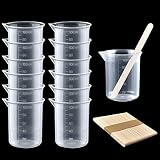 Package includes: come with 12pcs 100ml/3.4oz graduated measuring cups and 50pcs wood craft sticks Premium material: the plastic beaker is made of high quality plastic, high strength, not easy to break, easy to clean and durable, safe and non-toxic; ...