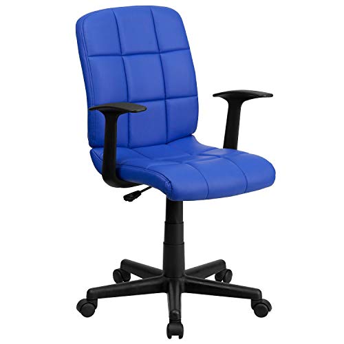 Flash Furniture Clayton Mid-Back Blue Quilted Vinyl Swivel Task O...